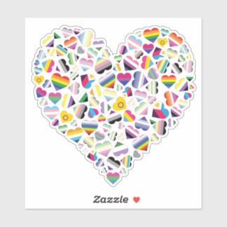 LGBTQ+ Pride Flag Hearts Combined Sticker