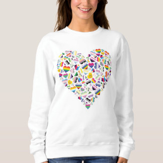 LGBTQ+ Pride Flag Hearts Combined Sweatshirt