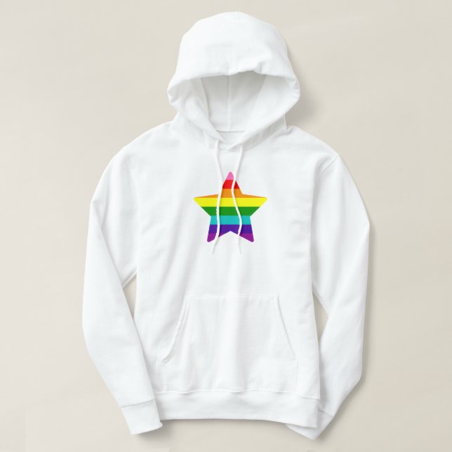 LGBTQ Pride Flag Rainbow Christmas Star Hoodie (Design Front)