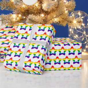 LGBTQ Pride Flag Rainbow Christmas Stars Wrapping Paper