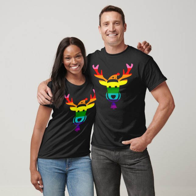 LGBTQ Pride Flag Rainbow Funny Christmas Reindeer T-Shirt (Unisex)