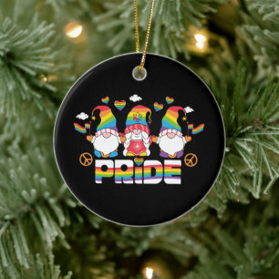 LGBTQ - Pride - Garden Gnome - Rainbow Color Ceramic Ornament