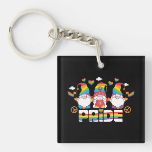 LGBTQ - Pride - Garden Gnome - Rainbow Color Keychain