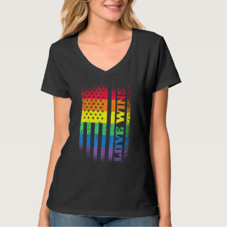Lgbtq Pride Gay Equality Rainbow American Flag Lov T-Shirt