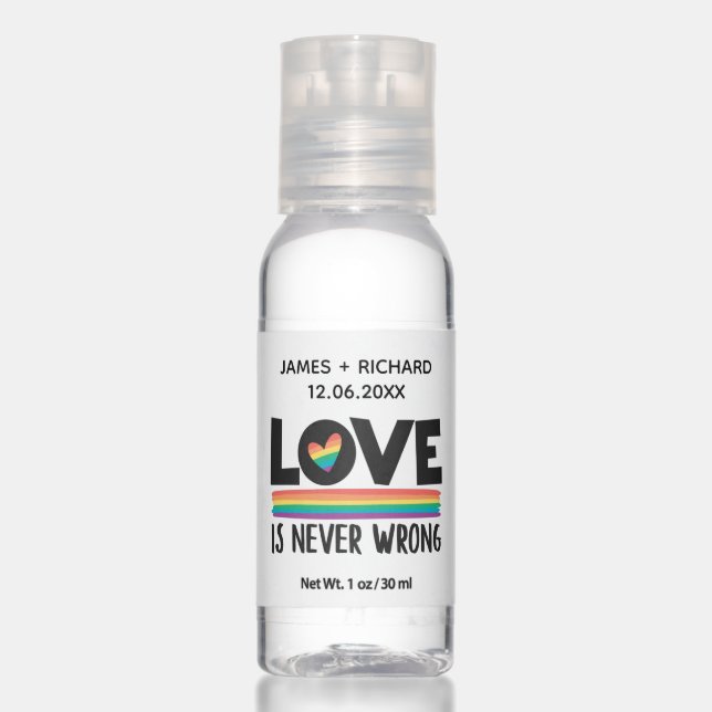 LGBTQ Pride gay wedding rainbow love Hand Sanitizer (Front)