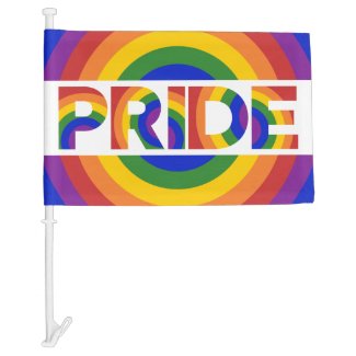 LGBTQ Pride Geometric Rainbow Bullseye Car Flag