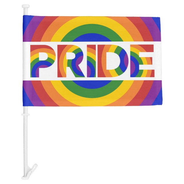 LGBTQ Pride Geometric Rainbow Bullseye Car Flag (Front)
