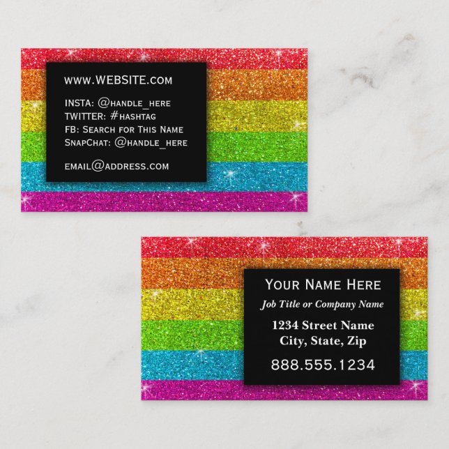 LGBTQ Pride Glitter Rainbow MakeUp Artist Bling Bu Business Card (Front/Back)
