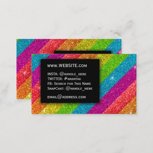 LGBTQ Pride Glitter Rainbow MakeUp Artist Bling Bu Business Card