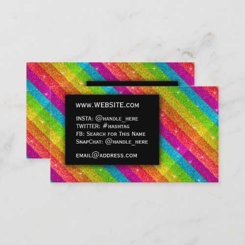 LGBTQ Pride Glitter Rainbow MakeUp Artist Bling    Business Card