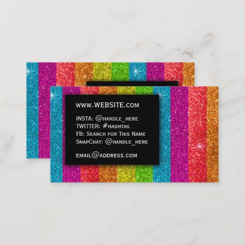 LGBTQ Pride Glitter Rainbow MakeUp Artist Bling  Business Card