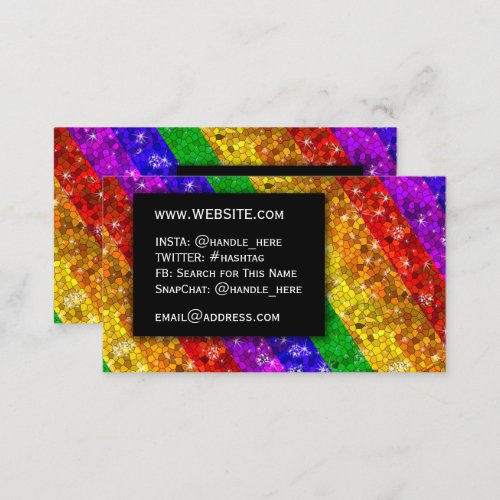 LGBTQ Pride Glitter Rainbow MakeUp Artist Bling Business Card