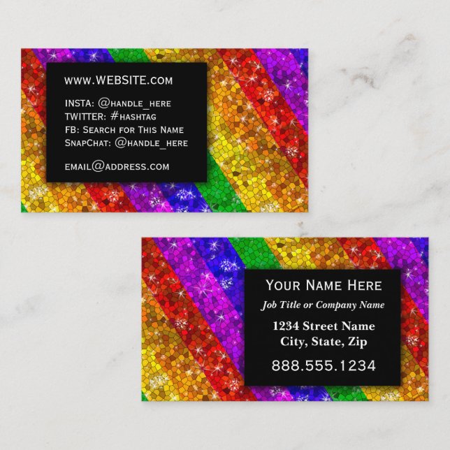 LGBTQ Pride Glitter Rainbow MakeUp Artist Bling Business Card (Front/Back)