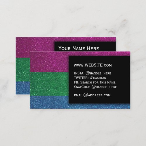 LGBTQ Pride Glitter Rainbow MakeUp Artist Bling Business Card