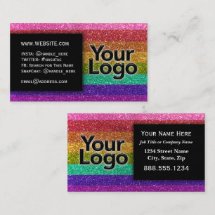 LGBTQ Pride Glitter Rainbow MakeUp Artist Logo Business Card