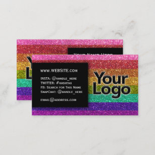 LGBTQ Pride Glitter Rainbow MakeUp Artist Logo     Business Card