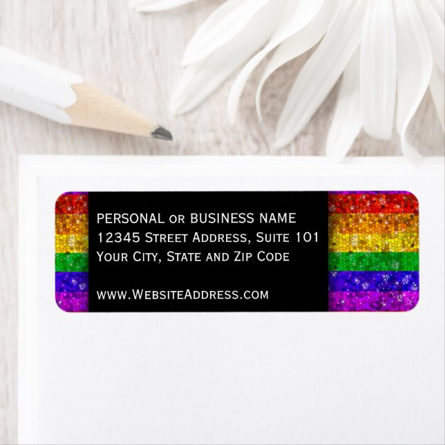 LGBTQ Pride Glitter Rainbow Professional Address Label (Insitu)