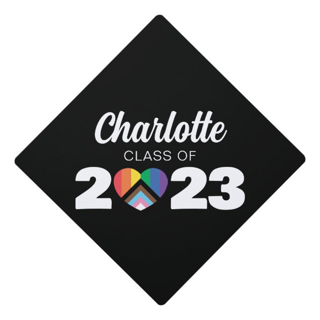 LGBTQ Pride Heart Graduation Cap Topper (Front)