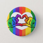 LGBTQ Pride Heart Hands Button