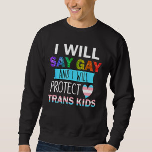 Lgbtq Pride I Will Say Gay And I Will Protect Tran Sweatshirt