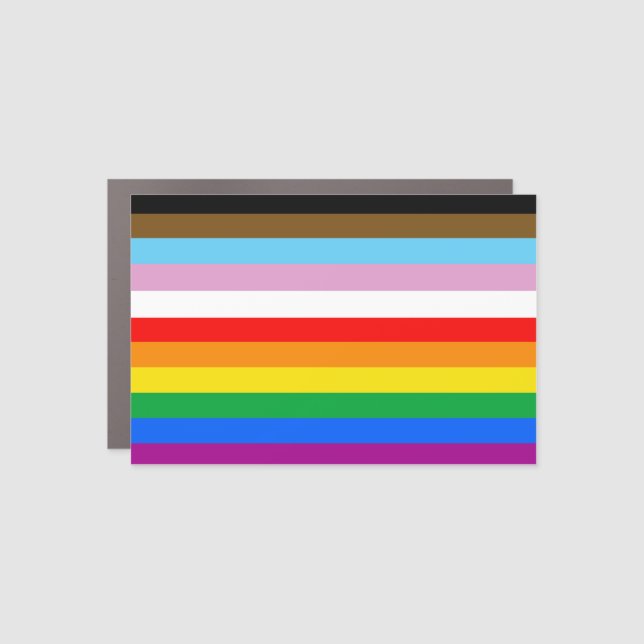 LGBTQ+ PRIDE (Inclusive /Progress ) House Flag Car Magnet (Front)