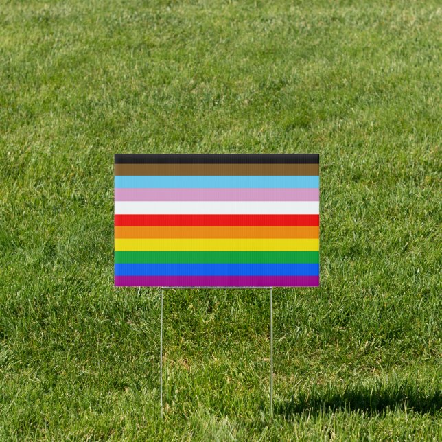 LGBTQ+ PRIDE (Inclusive /Progress ) House Flag Sign (Insitu)