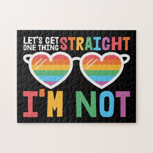 LGBTQ pride Lets Get One Thing Straight Im Not Jigsaw Puzzle