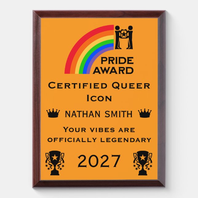 LGBTQ+ & Pride Living Loud And Proud Award Plaque (Vertical)