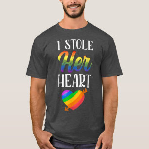 Lgbtq Pride Matching Couple Rainbow Bi Engagement T-Shirt