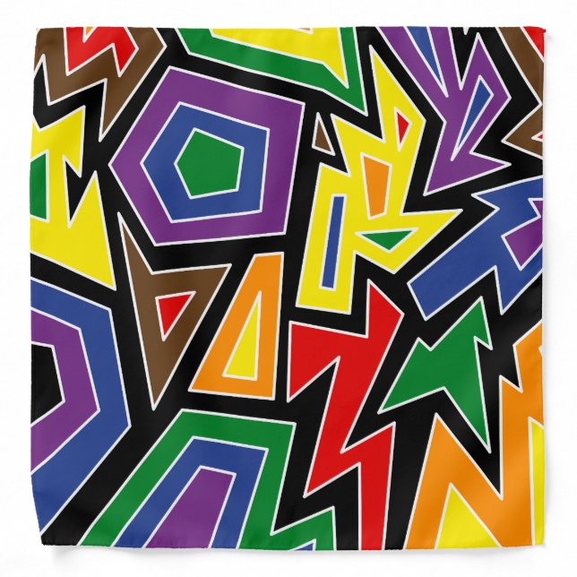 LGBTQ+ Pride Modern Geometric Abstract Rainbow Bandana (Front)