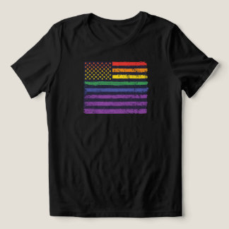 LGBTQ Pride Month American Flag T-Shirt, Gay Pride Tri-Blend Shirt