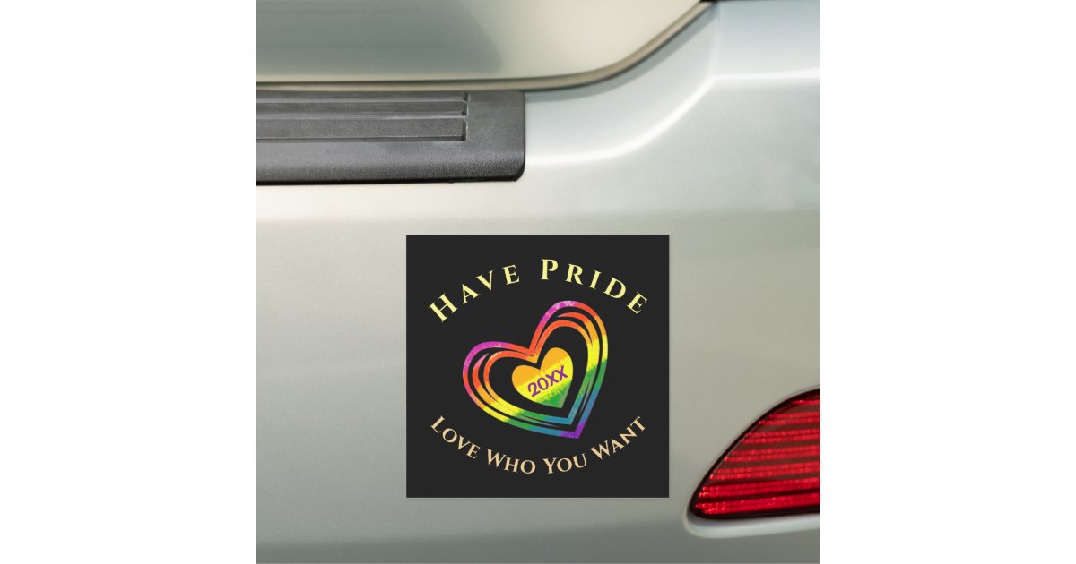 LGBTQ Pride Month Love Who You Want Customize Car Magnet | Zazzle
