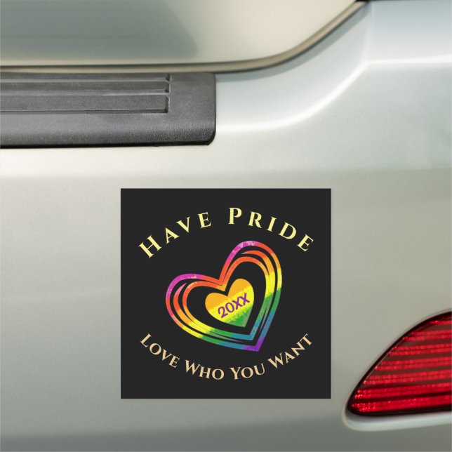 LGBTQ Pride Month Love Who You Want Customize Car Magnet (In Situ)