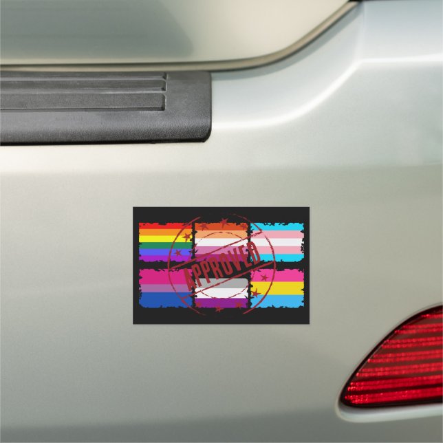 LGBTQ Pride Month Stripes Flags Car Magnet (In Situ)