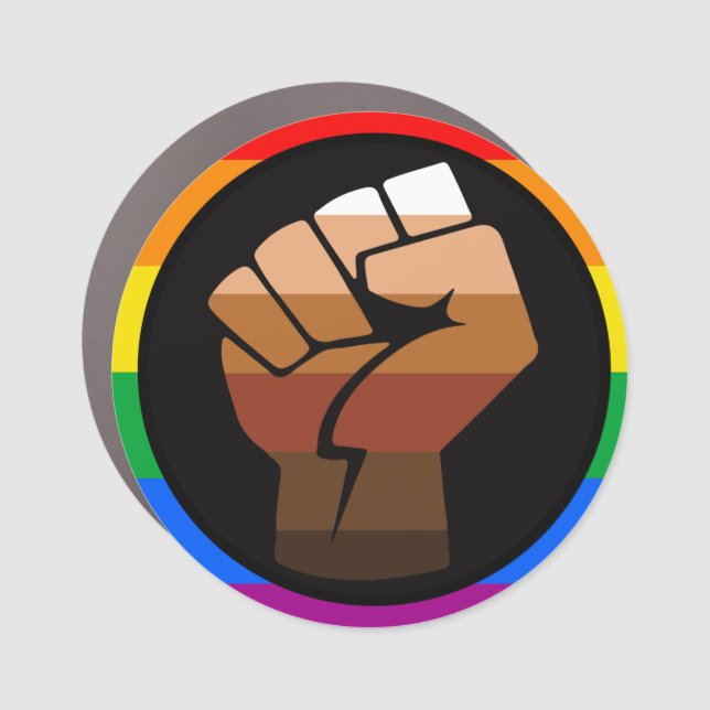 LGBTQ PRIDE (POC Fist Pride) Car Magnet (Front)