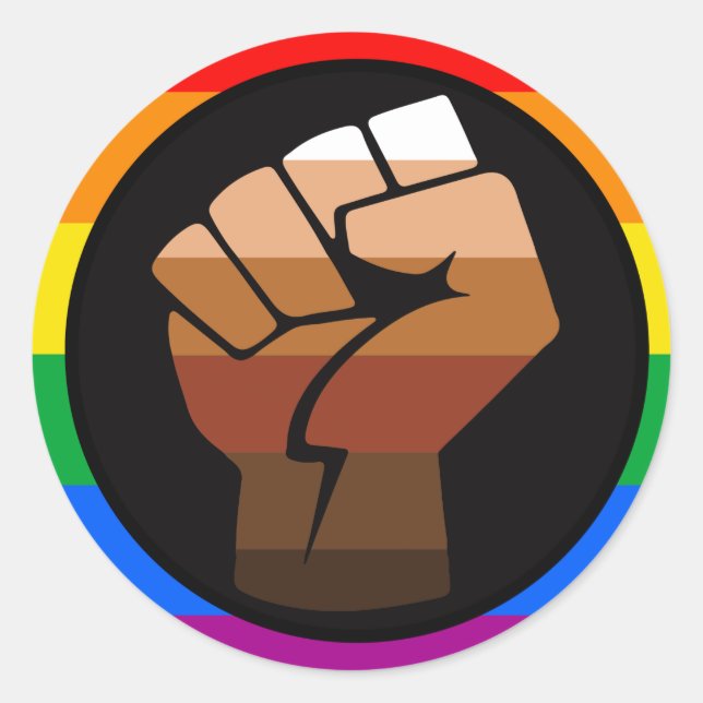 LGBTQ PRIDE (POC Fist Pride) Classic Round Sticker (Front)