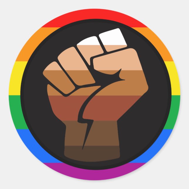 LGBTQ PRIDE (POC Fist Pride) Classic Round Sticker (Front)