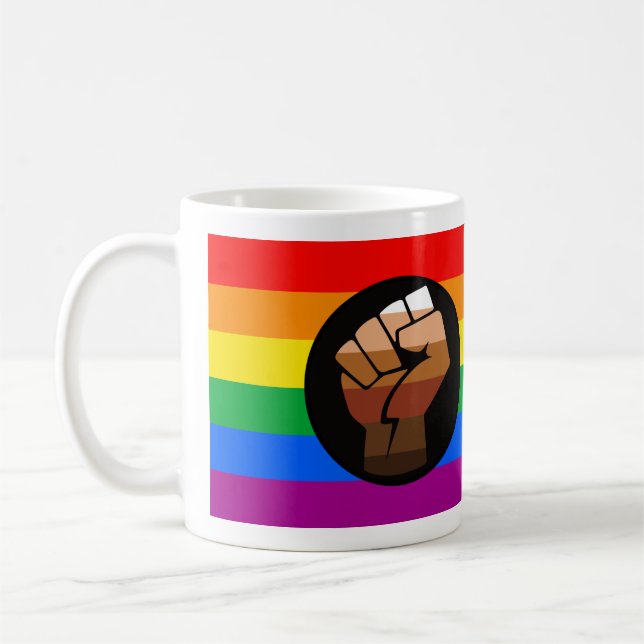 LGBTQ PRIDE (POC Fist Pride) Coffee Mug (Left)