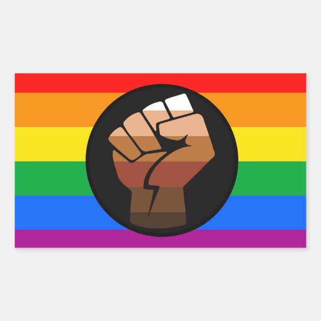 LGBTQ PRIDE (POC Fist Pride) Rectangular Sticker (Front)