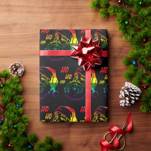 LGBTQ Pride Rainbow Christmas Cute Santa Claus Wrapping Paper