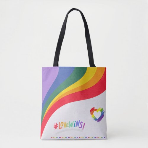 LGBTQ pride rainbow color stripes love wins  Tote Bag