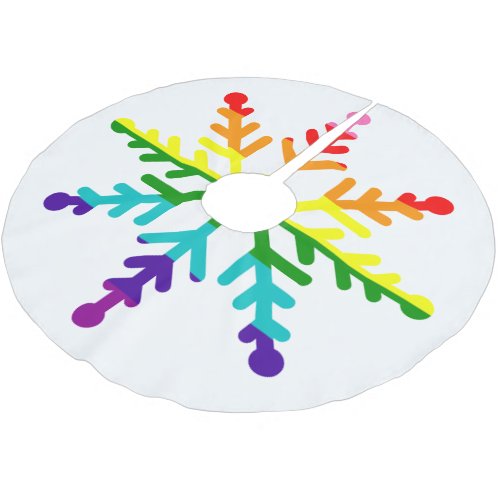 LGBTQ Pride Rainbow Colorful Christmas Snowflake Brushed Polyester Tree Skirt