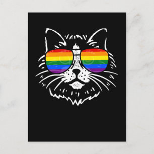 LGBTQ Pride Rainbow Colorful Sunglasses Cat Lover Postcard