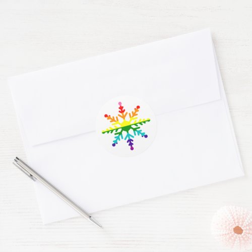 LGBTQ Pride Rainbow Colors Christmas Snowflake Classic Round Sticker