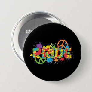 LGBTQ - Pride - Rainbow Colors Paint Splashes Button