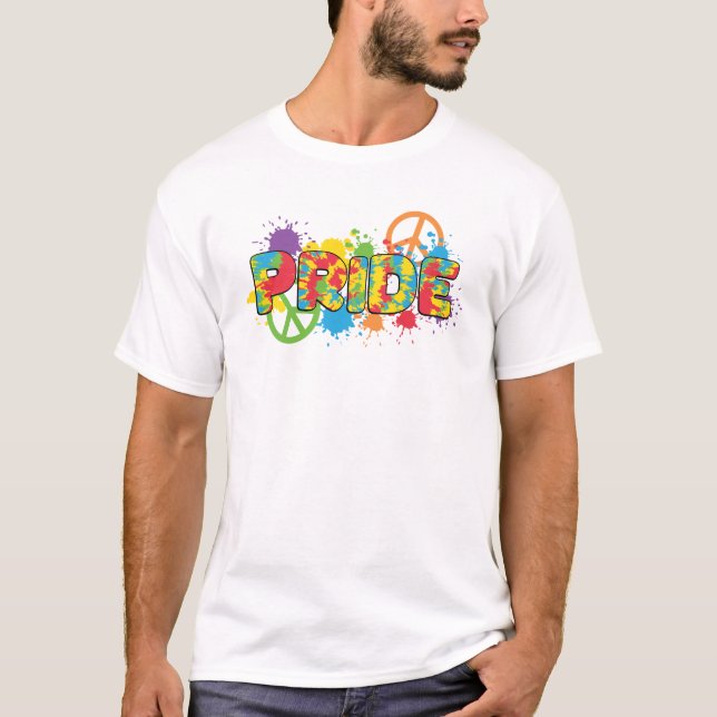 LGBTQ - Pride - Rainbow Colors Paint Splashes T-Shirt (Front)