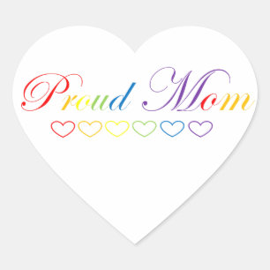 LGBTQ+ / PRIDE / Rainbow Colors Proud Mom & Hearts Heart Sticker