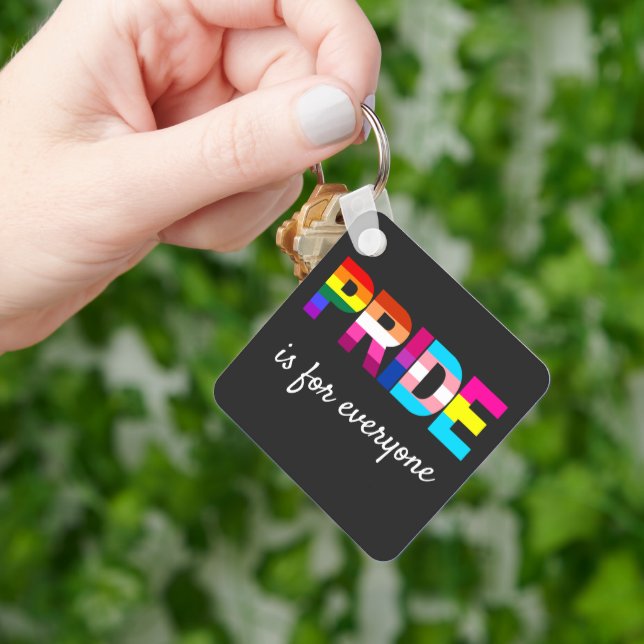 LGBTQ Pride Rainbow Colors Typography Keychain (Hand)