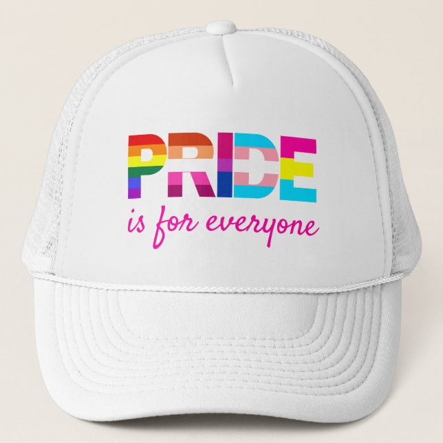 LGBTQ Pride Rainbow Colors Typography Trucker Hat (Front)