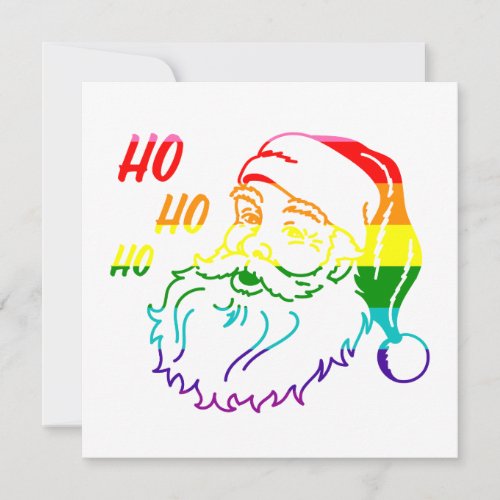 LGBTQ Pride Rainbow Cute Christmas Santa Claus Holiday Card